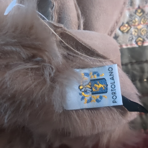 PORTOLANO* taupe suede shearling lined winter mittens size M ladies NWOT - Picture 6 of 9